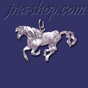 Sterling Silver Galloping Horse Animal Charm Pendant - Click Image to Close