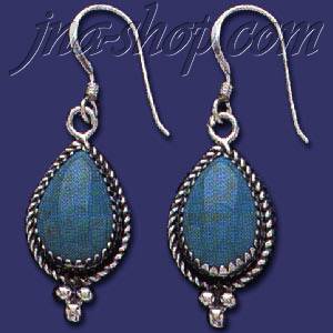 Sterling Silver Genuine American Indian Turquoise Earrings - Click Image to Close